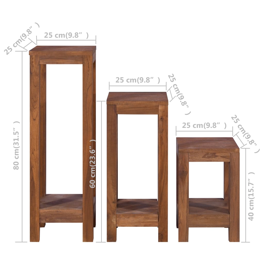 Pflanzenständer 3-tlg. Teak Massivholz