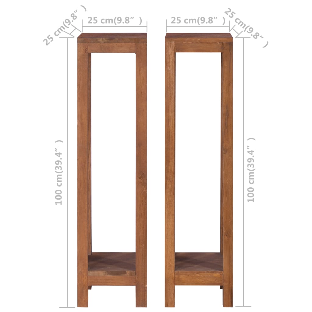 Pflanzenständer 2-tlg. 25x25x100 cm Teak Massivholz