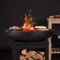 Thumbnail for RedFire Feuerschale mit Grill und Holzfach Stahl Mattschwarz