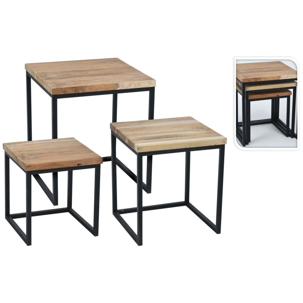 H&S Collection Beistelltisch-Set 3-tlg. Teak