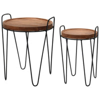 Thumbnail for H&S Collection 2-tlg. Beistelltisch-Set Rund Teak