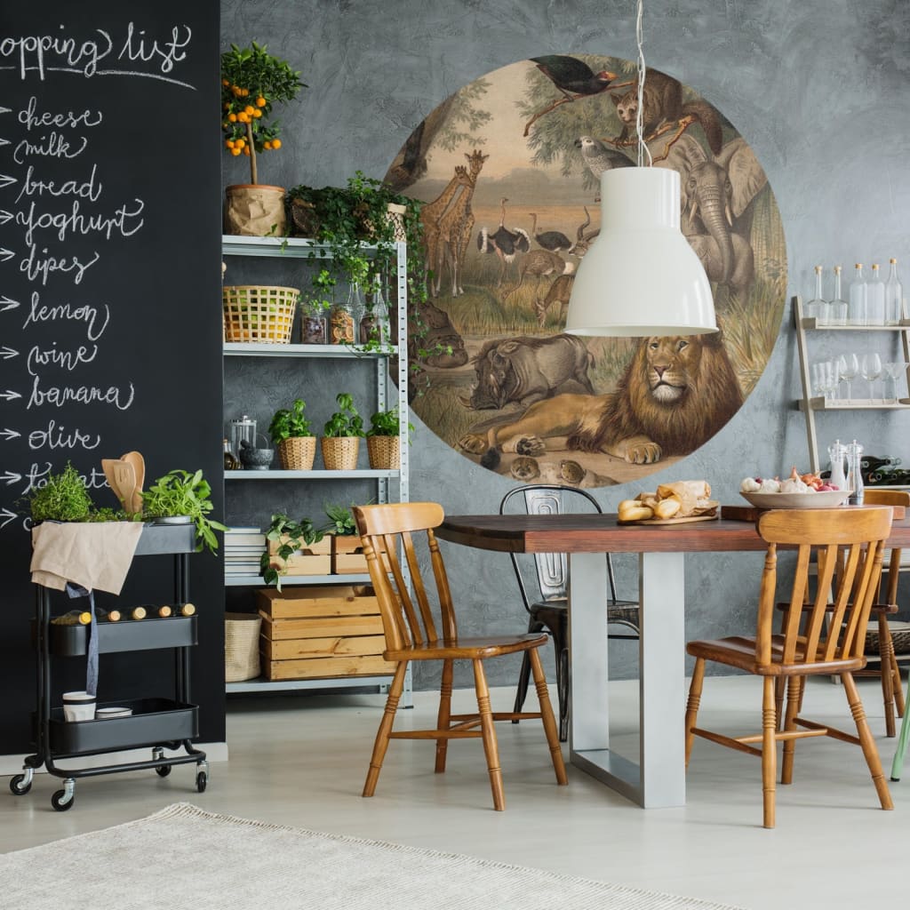 WallArt Fototapete Animals of Africa Rund 142,5 cm