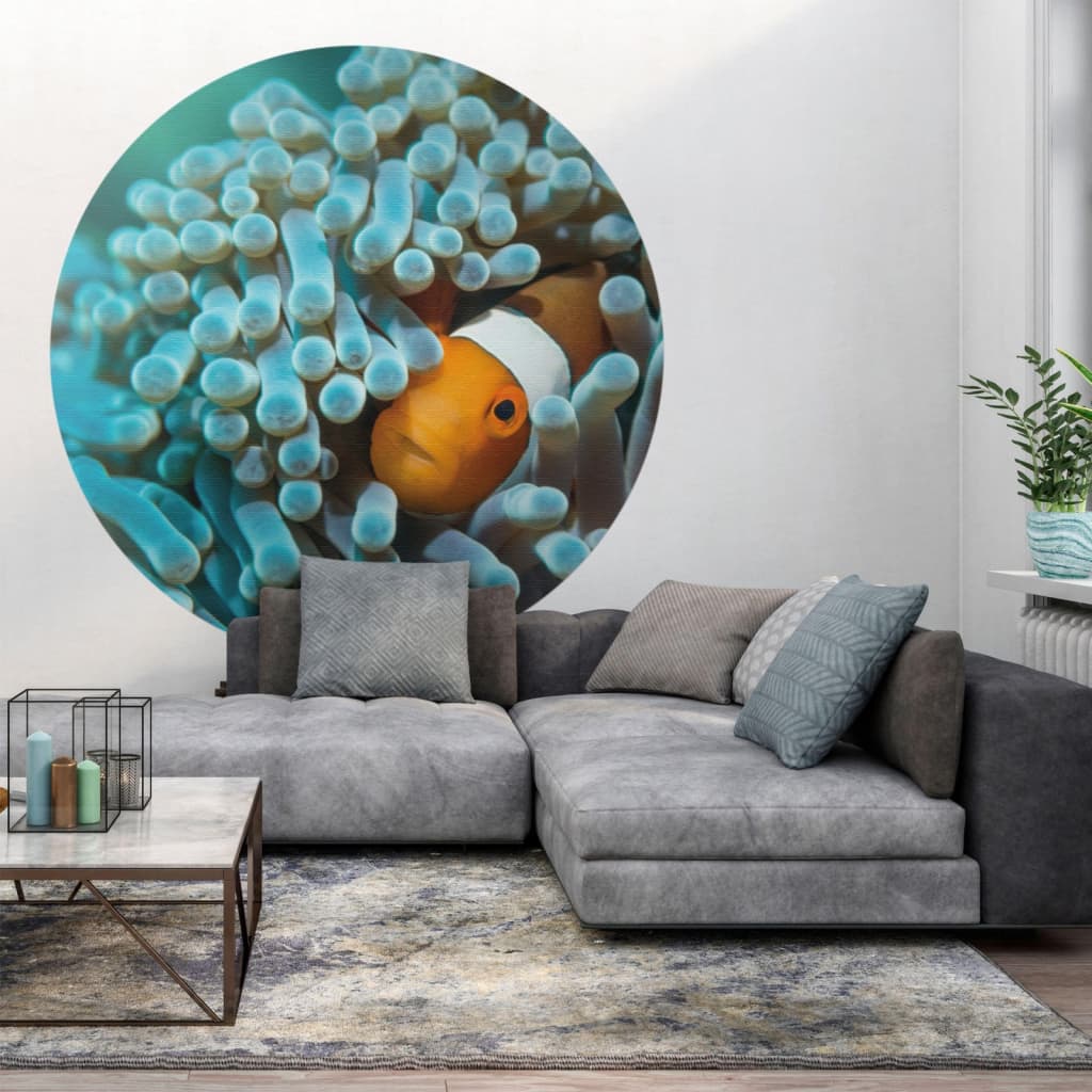 WallArt Fototapete Nemo the Anemonefish Rund 190 cm