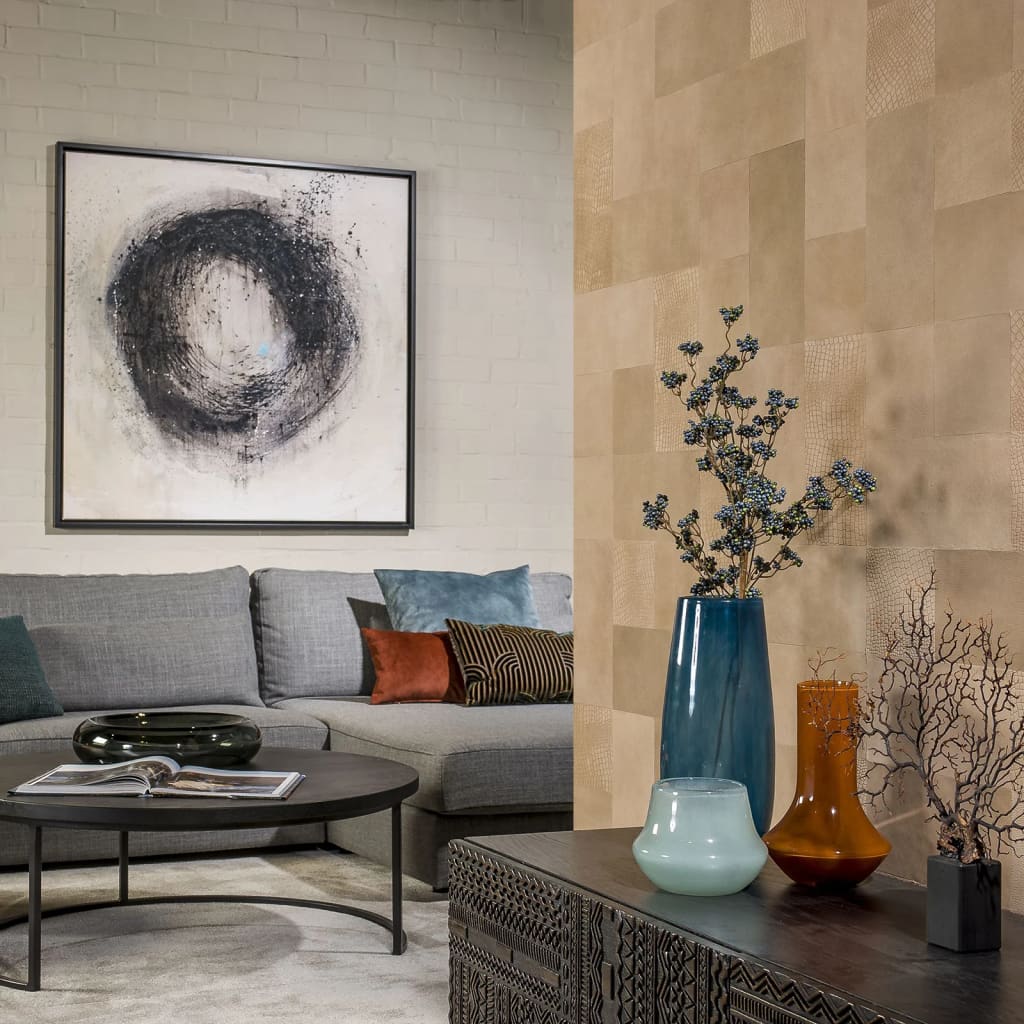 WallArt Leder-Wandpaneele Borret 32 Stk. Sand-Beige