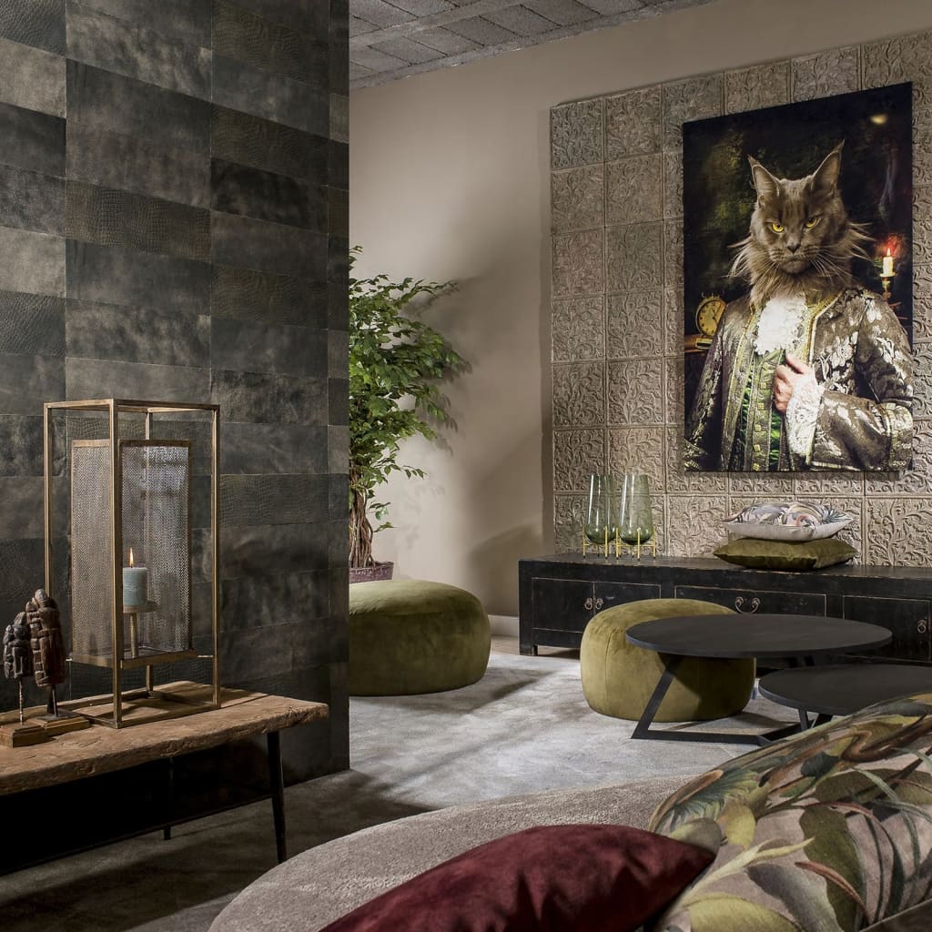 WallArt Leder-Wandpaneele Hennessy 16 Stk. Schwarz Zweifarbig