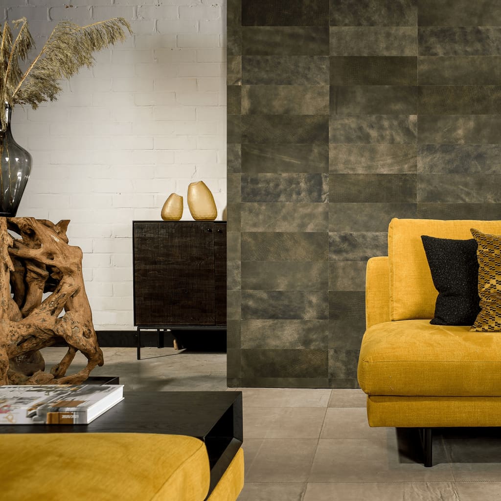 WallArt Leder-Wandpaneele Hennessy 16 Stk. Schwarz Zweifarbig