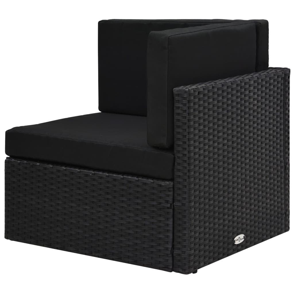 7-tlg. Garten-Lounge-Set Poly Rattan Schwarz