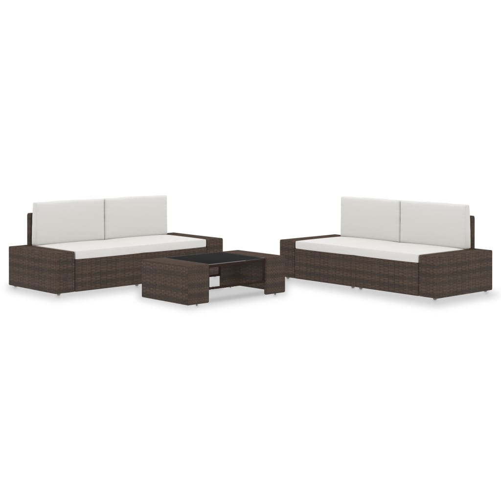 5-tlg. Garten-Lounge-Set Poly Rattan Braun