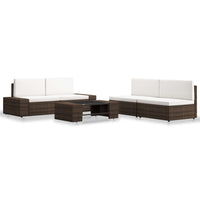 Thumbnail for 5-tlg. Garten-Lounge-Set Poly Rattan Braun