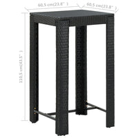 Thumbnail for Garten-Bartisch Schwarz 60,5x60,5x110,5 cm Poly Rattan