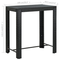 Thumbnail for Garten-Bartisch Schwarz 100x60,5x110,5 cm Poly Rattan