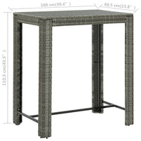Thumbnail for Garten-Bartisch Grau 100x60,5x110,5 cm Poly Rattan