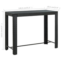 Thumbnail for Garten-Bartisch Schwarz 140,5x60,5x110,5 cm Poly Rattan