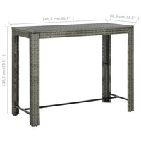 Thumbnail for Garten-Bartisch Grau 140,5x60,5x110,5 cm Poly Rattan