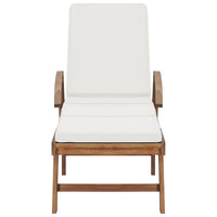 Thumbnail for Sonnenliegen mit Auflagen 2 Stk. Massivholz Teak Cremeweiß