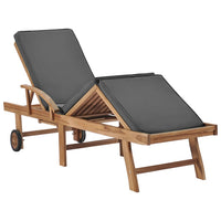 Thumbnail for Sonnenliegen mit Auflagen 2 Stk. Massivholz Teak Dunkelgrau