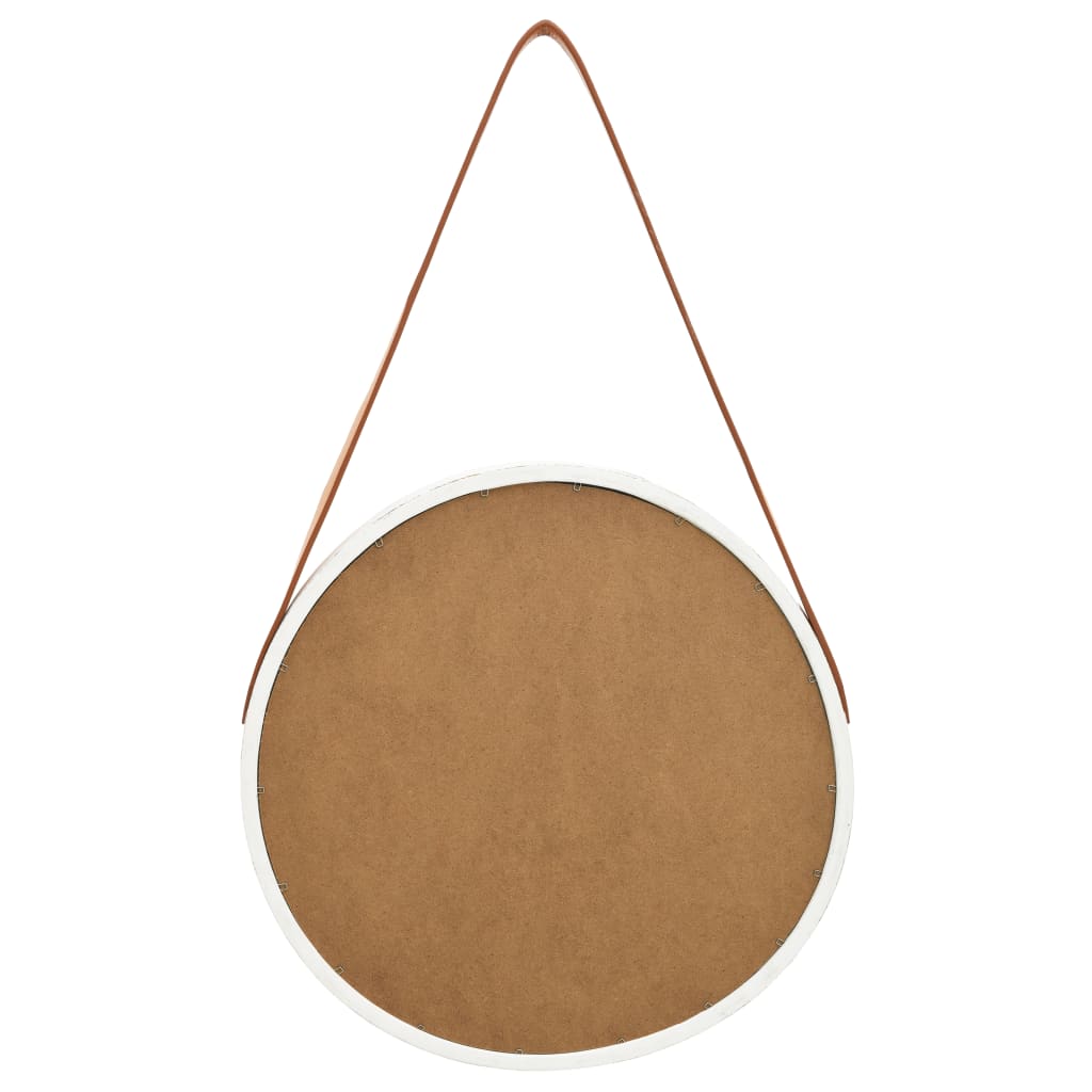 Wandspiegel mit Riemen 40 cm Weiß