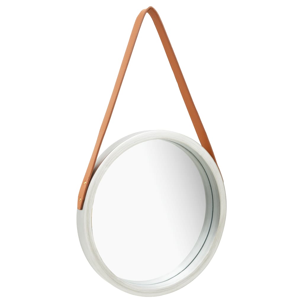 Wandspiegel mit Riemen 40 cm Silbern