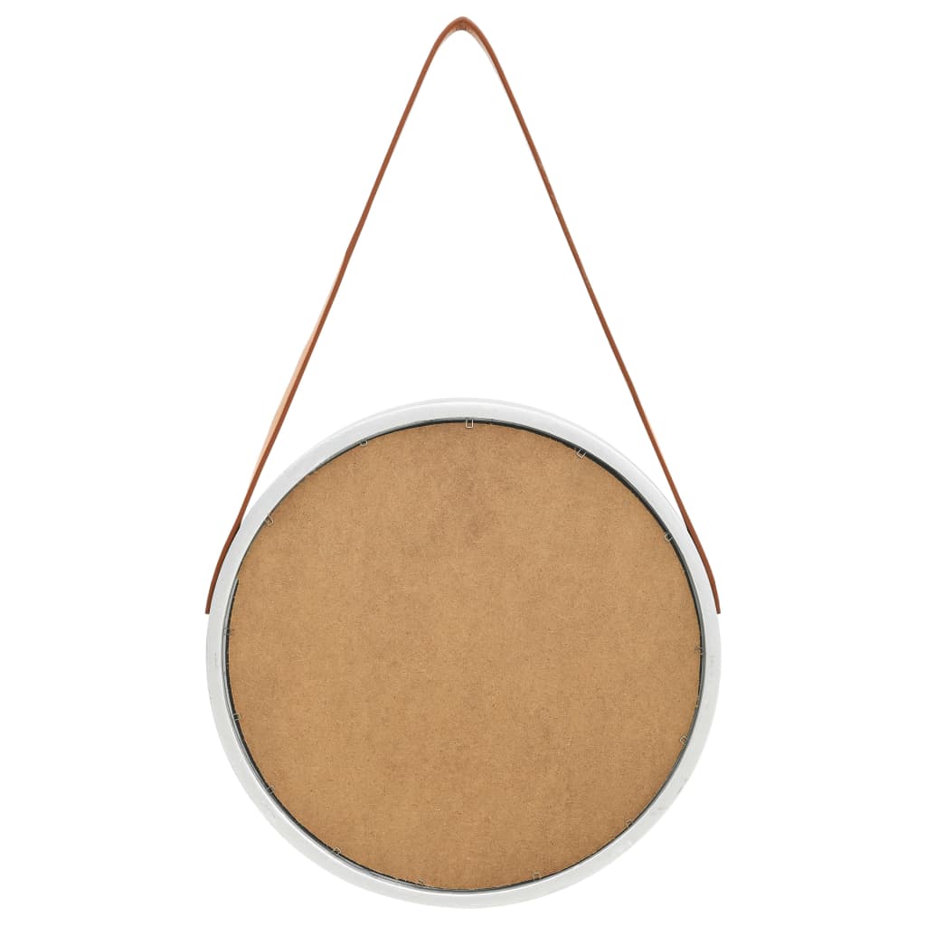 Wandspiegel mit Riemen 40 cm Silbern