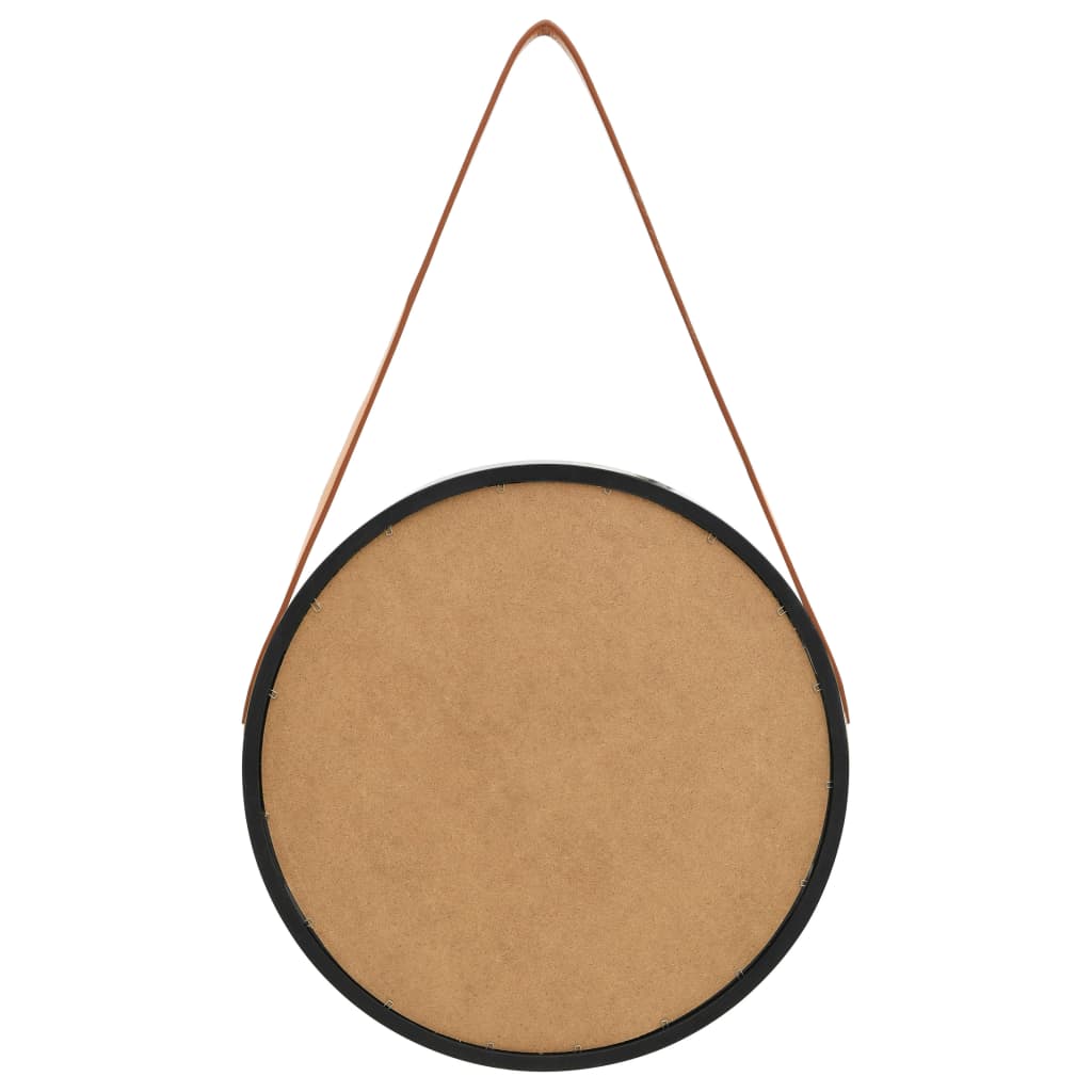 Wandspiegel mit Riemen 40 cm Schwarz