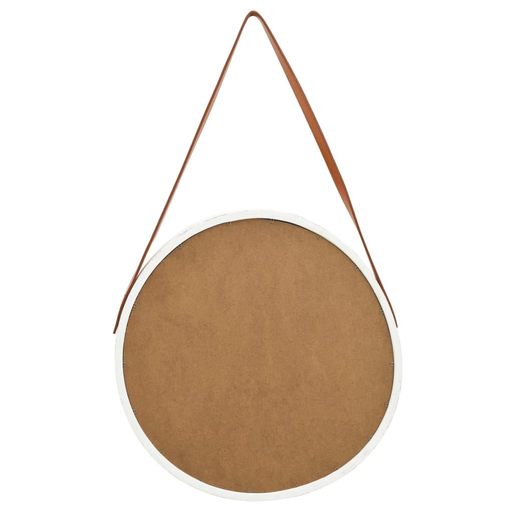 Wandspiegel mit Riemen 50 cm Weiß