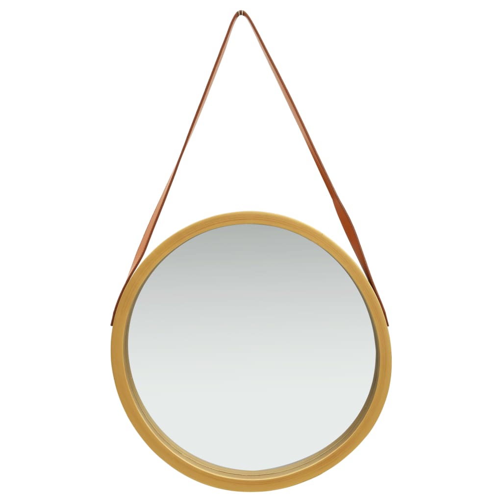 Wandspiegel mit Riemen 50 cm Golden