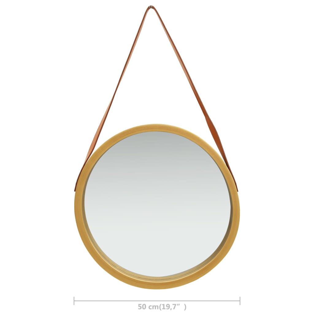Wandspiegel mit Riemen 50 cm Golden