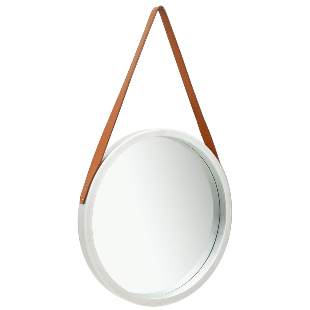 Wandspiegel mit Riemen 50 cm Silbern