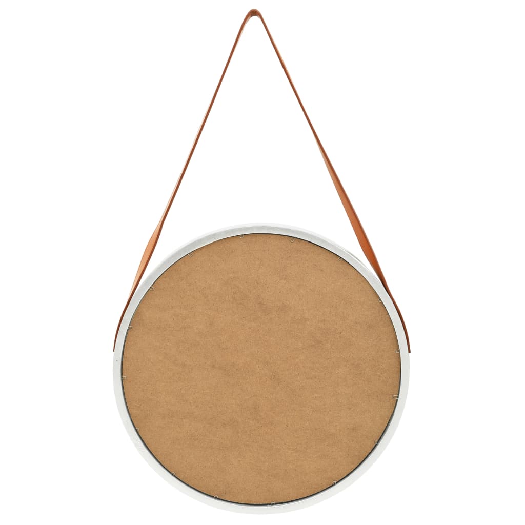 Wandspiegel mit Riemen 50 cm Silbern