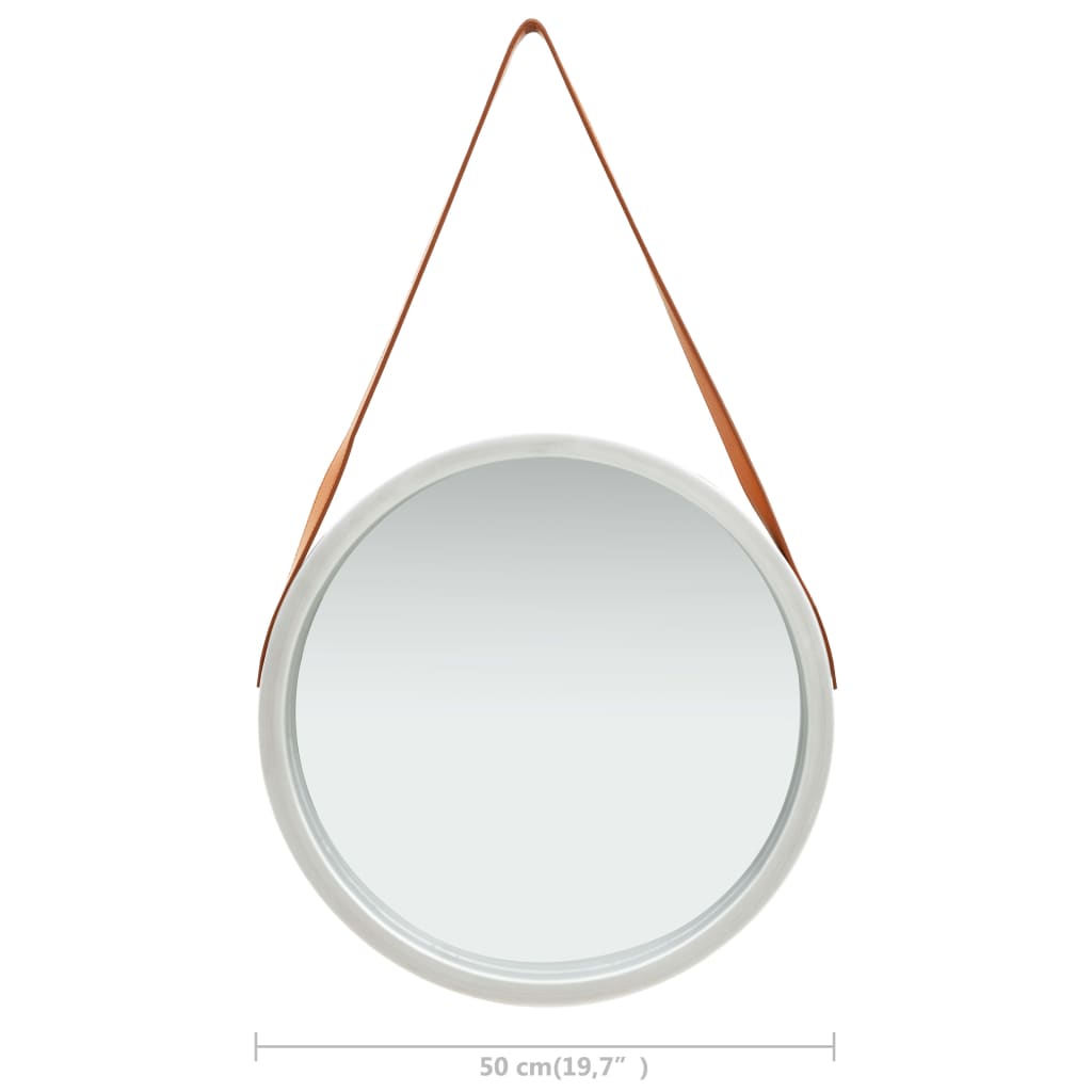 Wandspiegel mit Riemen 50 cm Silbern