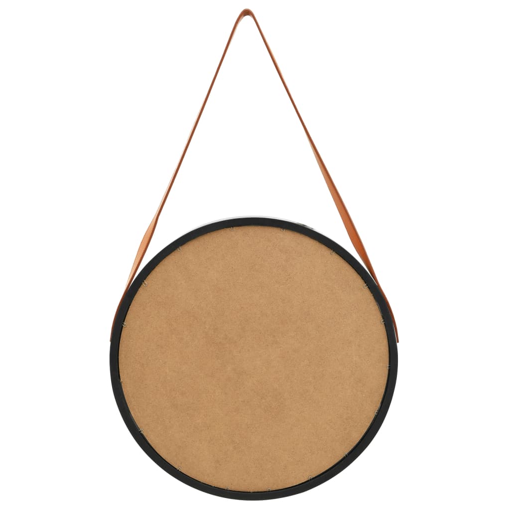 Wandspiegel mit Riemen 50 cm Schwarz