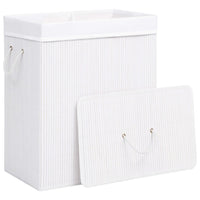 Thumbnail for Bambus-Wäschekorb mit 2 Fächern Weiß 100 L