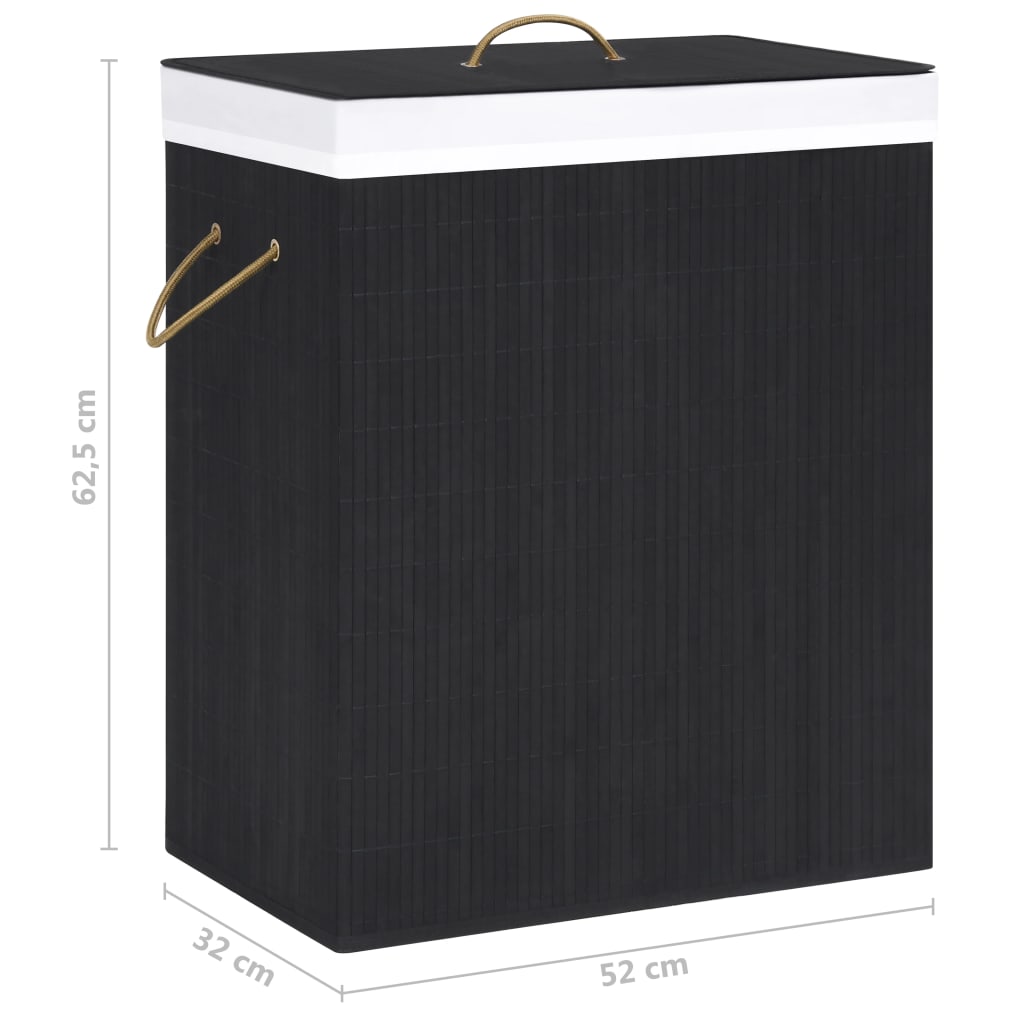 Bambus-Wäschekorb Schwarz 100 L