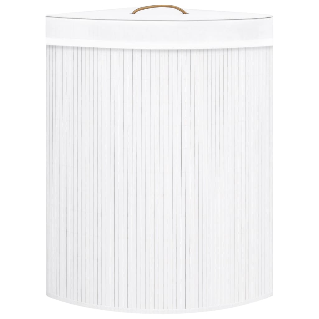 Eck-Wäschekorb Bambus Weiß 60 L