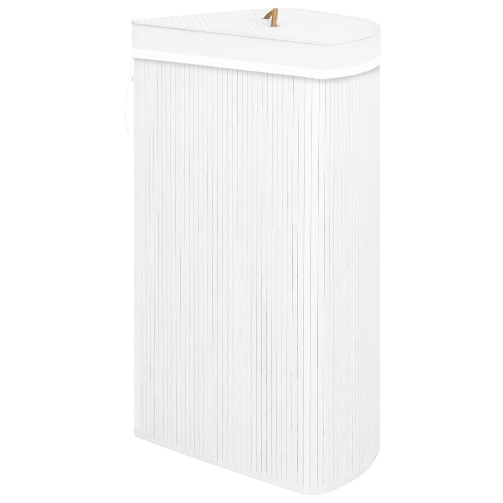 Eck-Wäschekorb Bambus Weiß 60 L