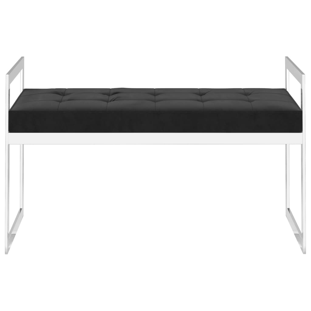Bank 97 cm Schwarz Samt und Edelstahl
