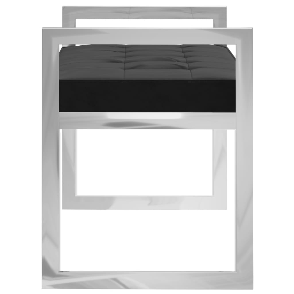 Bank 97 cm Schwarz Samt und Edelstahl