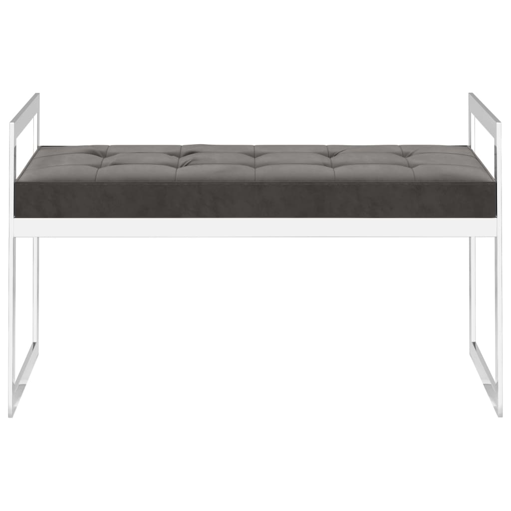 Bank 97 cm Grau Samt und Edelstahl