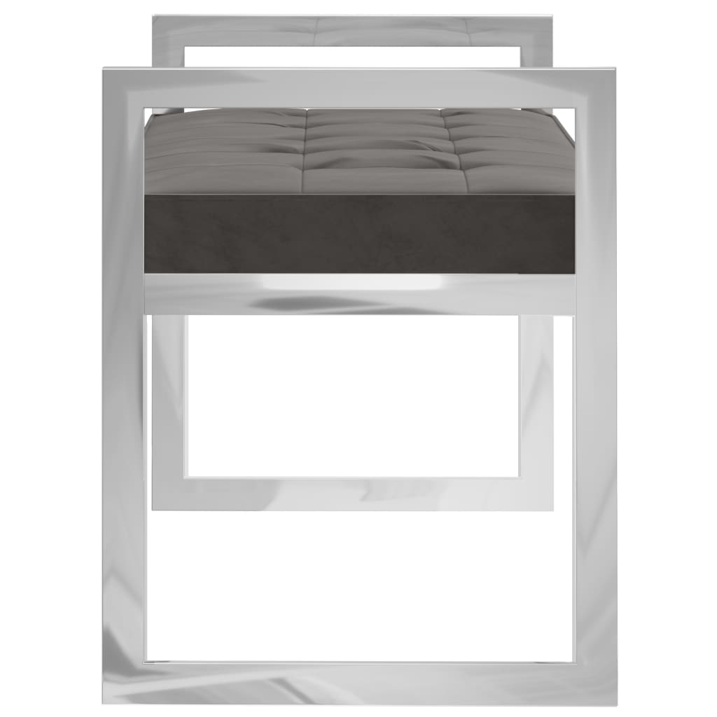 Bank 97 cm Grau Samt und Edelstahl