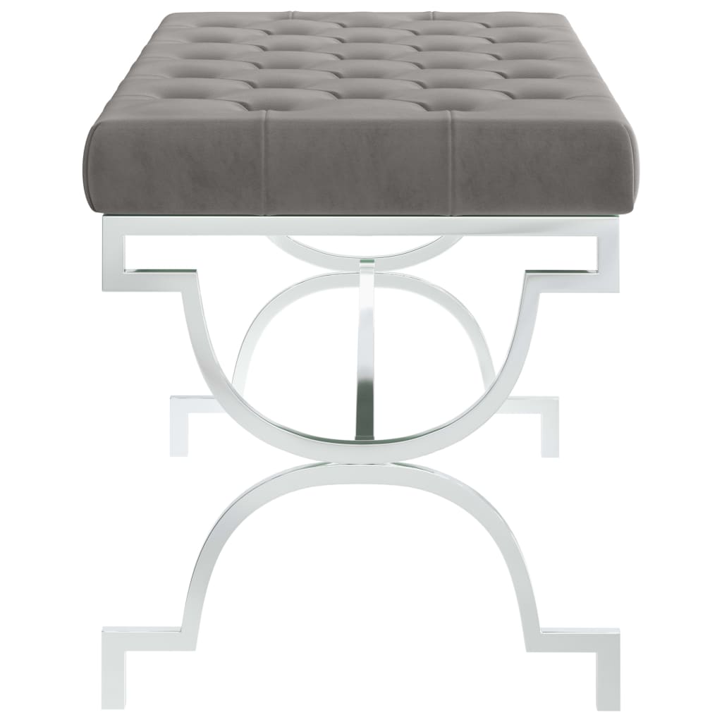 Bank 99 cm Grau Samt und Edelstahl