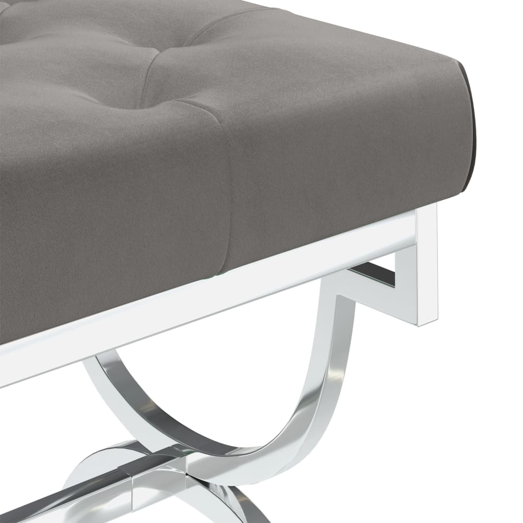 Bank 99 cm Grau Samt und Edelstahl