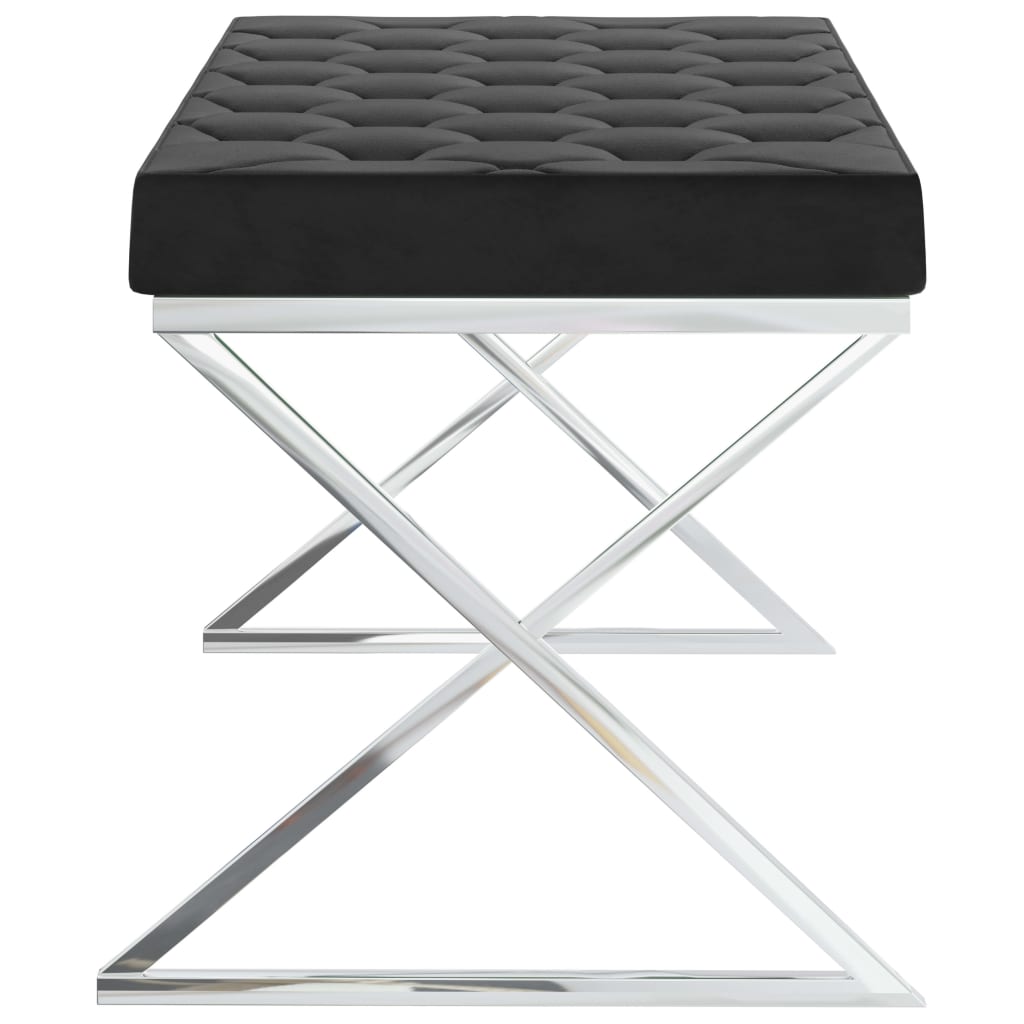 Bank 97 cm Schwarz Samt und Edelstahl