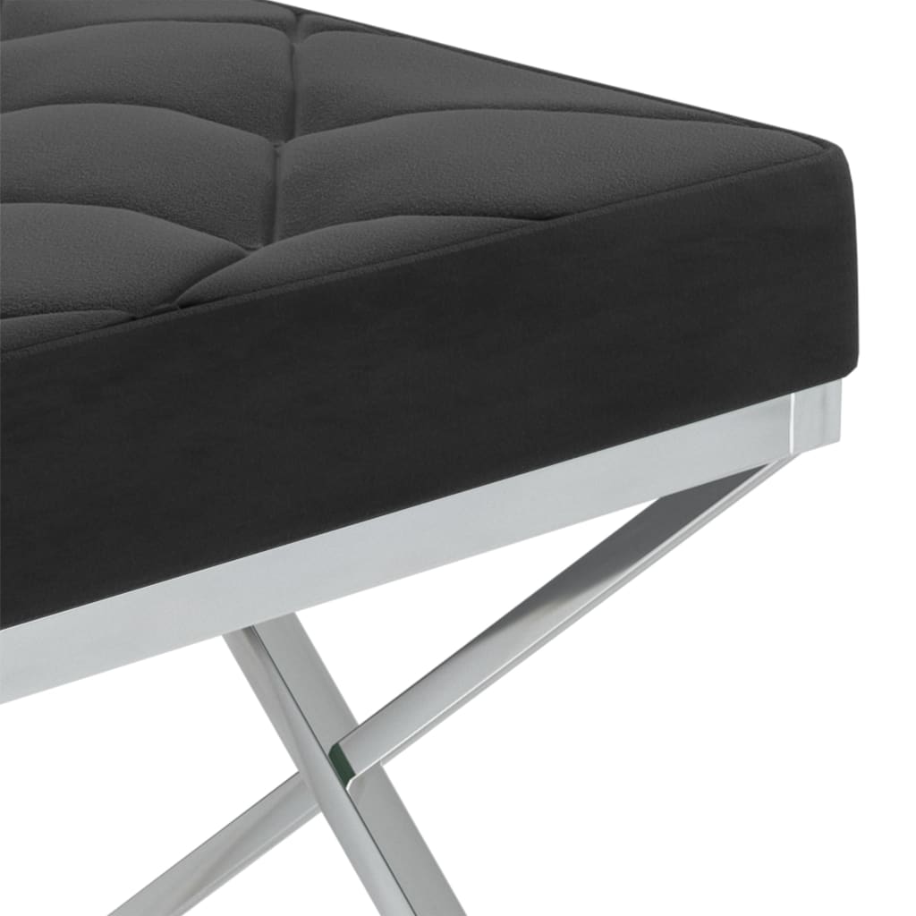 Bank 97 cm Schwarz Samt und Edelstahl