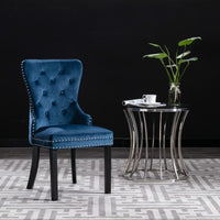 Thumbnail for Esszimmerstühle 2 Stk. Blau Samt