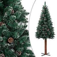 Thumbnail for Schlanker Weihnachtsbaum mit Echtholz und Schnee Grün 180 cm