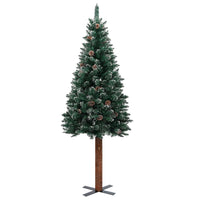 Thumbnail for Schlanker Weihnachtsbaum mit Echtholz und Schnee Grün 180 cm