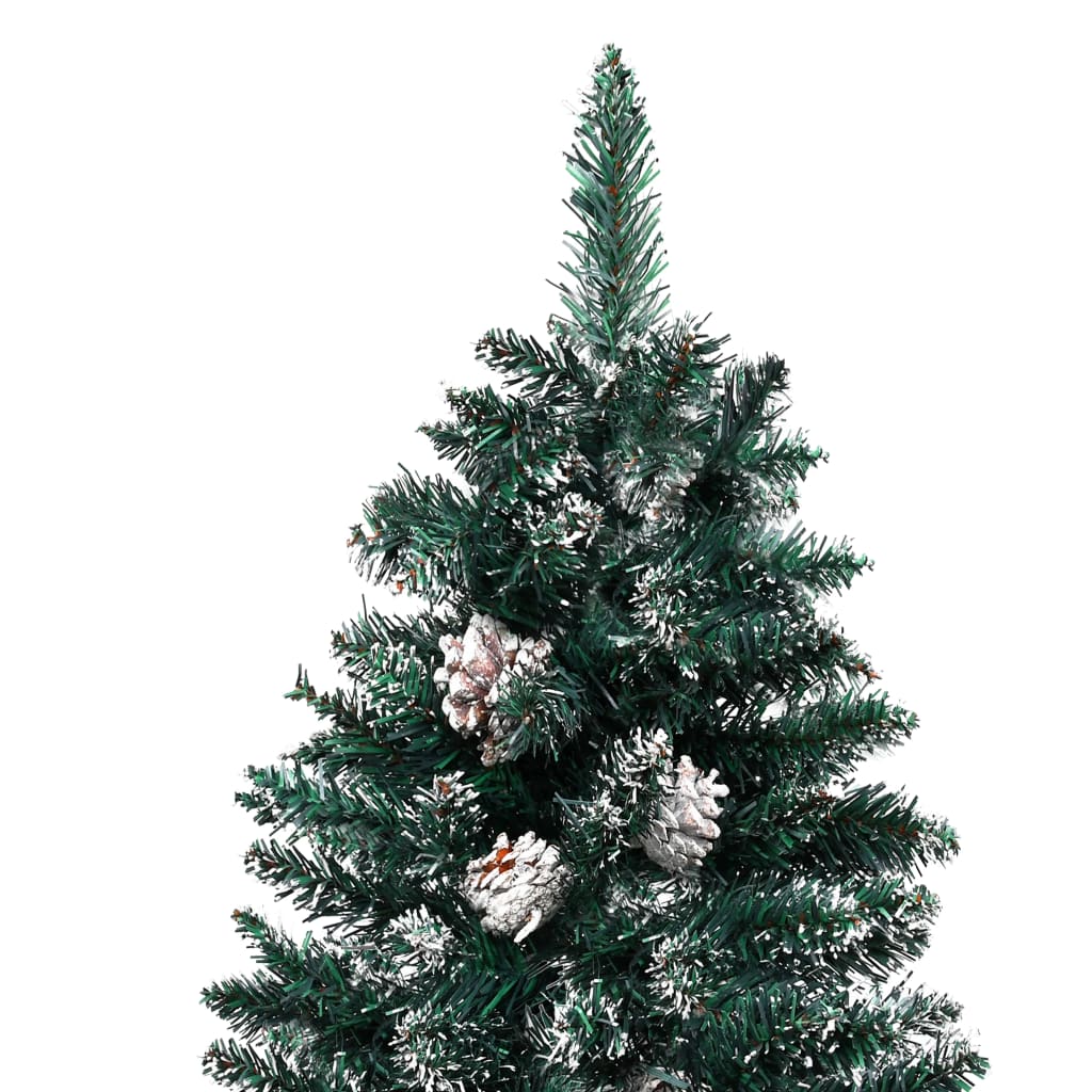 Schlanker Weihnachtsbaum mit Echtholz und Schnee Grün 180 cm