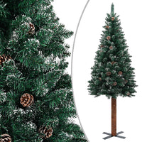 Thumbnail for Schlanker Weihnachtsbaum mit Echtholz und Schnee Grün 210 cm