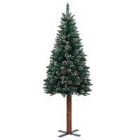 Thumbnail for Schlanker Weihnachtsbaum mit Echtholz und Schnee Grün 210 cm