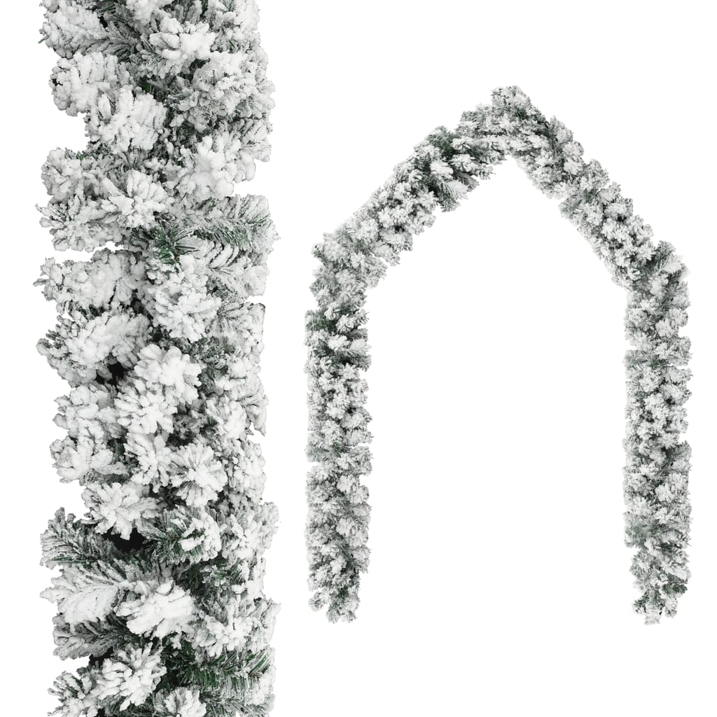 Weihnachtsgirlande mit Schnee Grün 5 m PVC
